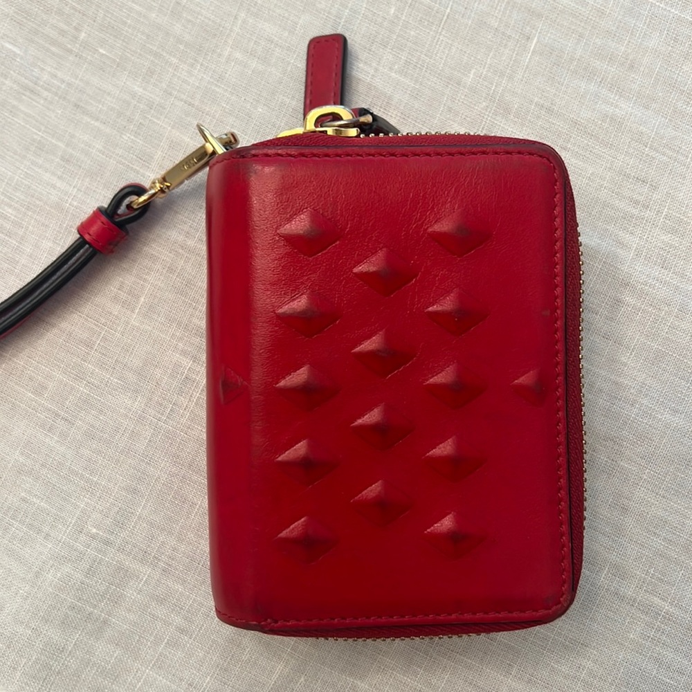 MCM Red Wallet with Wristlet Strap